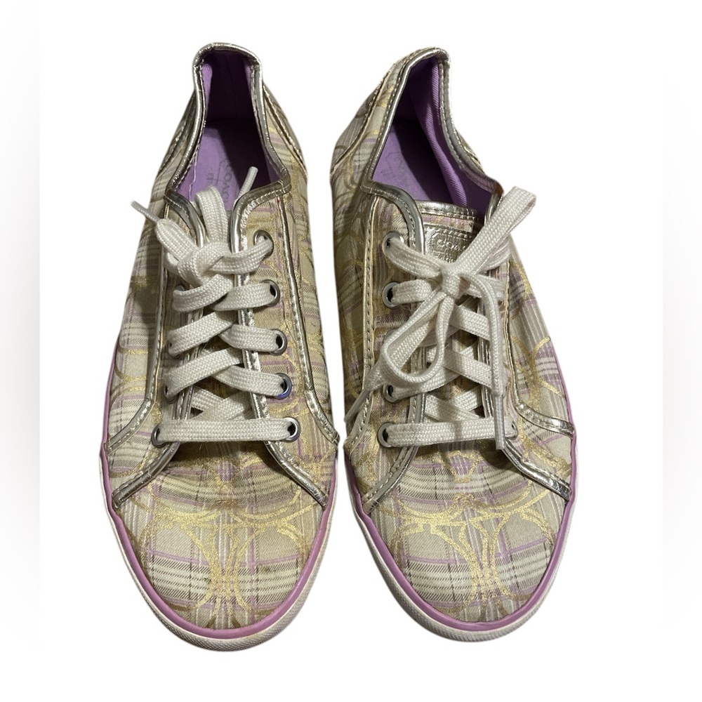 Coach Women’s Sneakers Purple/Plaid/Gold Size 8.5